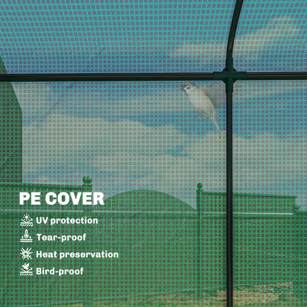 Mini Greenhouse, Portable Greenhouse with Roll-Up Door and 2 Mesh Windows, PE Cover, 78.7" x 29.5" x 74", Green - product image 5