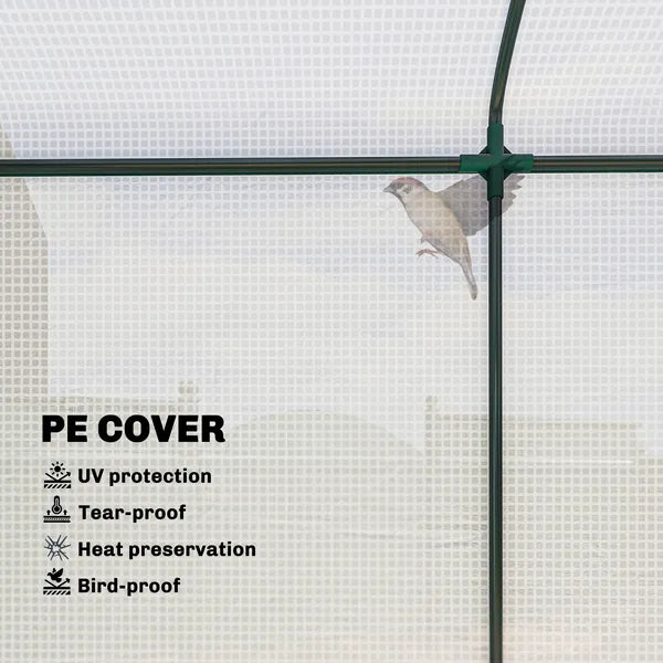 Mini Greenhouse, Portable Greenhouse with Roll-Up Door and 2 Mesh Windows, PE Cover, 78.7" x 29.5" x 74", White - product image 5