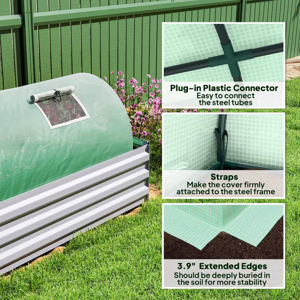 Outsunny Mini Greenhouse with 5 Mesh Windows, Portable Plant Hot House with PE Cover and Steel Frame, 10' x 3' x 2', Green - product image 6