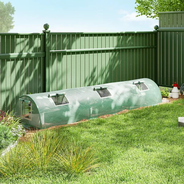 Outsunny Mini Greenhouse with 5 Mesh Windows, Portable Plant Hot House with PE Cover and Steel Frame, 10' x 3' x 2', Green - product image 10