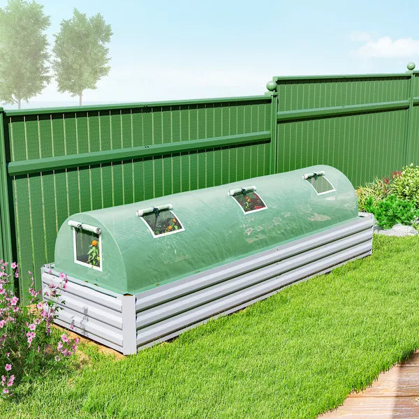 Outsunny Mini Greenhouse with 5 Mesh Windows, Portable Plant Hot House with PE Cover and Steel Frame, 10' x 3' x 2', Green - product image 8