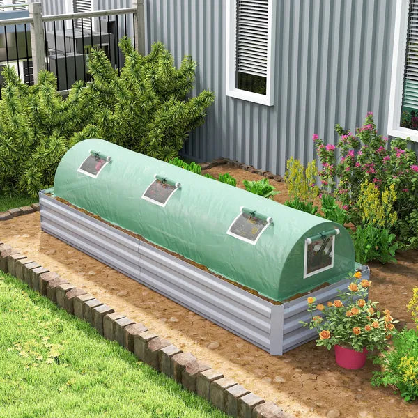 Outsunny Mini Greenhouse with 5 Mesh Windows, Portable Plant Hot House with PE Cover and Steel Frame, 10' x 3' x 2', Green - product image 2