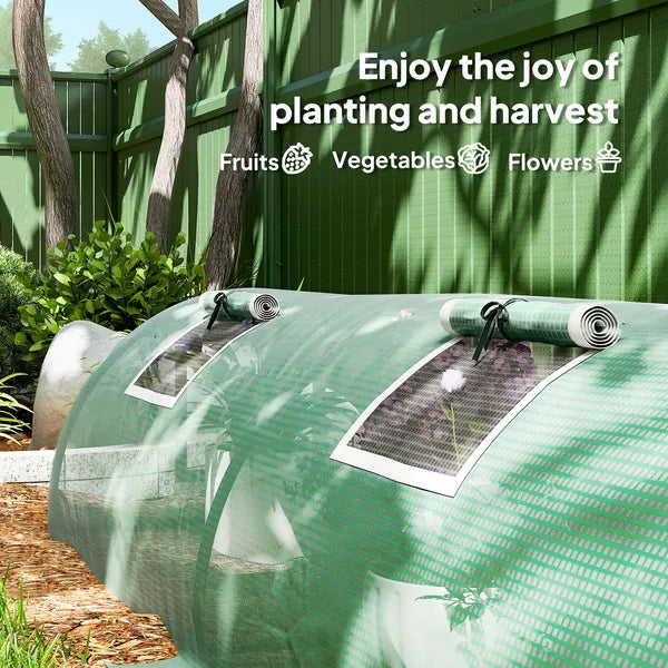 Outsunny Mini Greenhouse with 5 Mesh Windows, Portable Plant Hot House with PE Cover and Steel Frame, 10' x 3' x 2', Green - product image 7
