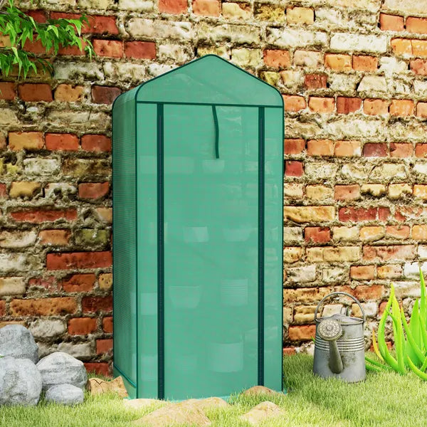 Outsunny Mini Greenhouse with Screen Roof, 4 Tier Portable Small Greenhouse with High Strength PE Cover, Green - product image 9