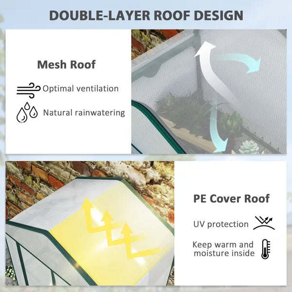 Outsunny Mini Greenhouse with Screen Roof, 4 Tier Portable Small Greenhouse with High Strength PE Cover, White - product image 4