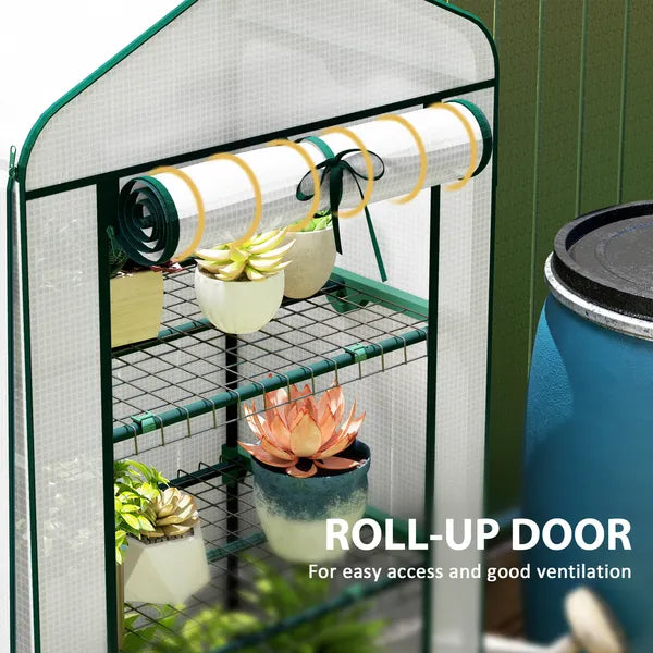 Outsunny Mini Greenhouse with Screen Roof, 4 Tier Portable Small Greenhouse with High Strength PE Cover, White - product image 7