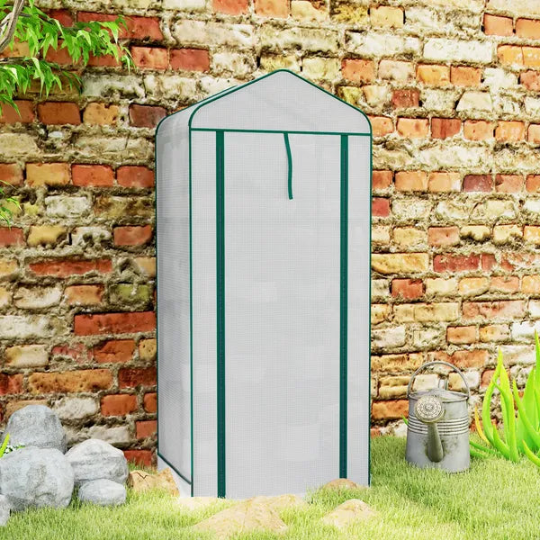 Outsunny Mini Greenhouse with Screen Roof, 4 Tier Portable Small Greenhouse with High Strength PE Cover, White - product image 9