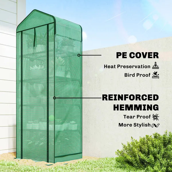 Outsunny Mini Greenhouse with Screen Roof, 5 Tier Portable Small Greenhouse with High Strength PE Cover, Green - product image 5