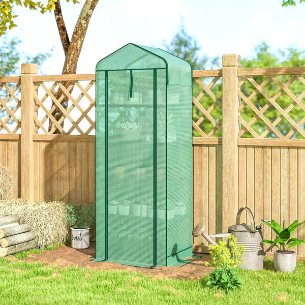 Outsunny Mini Greenhouse with Screen Roof, 5 Tier Portable Small Greenhouse with High Strength PE Cover, Green - product image 9