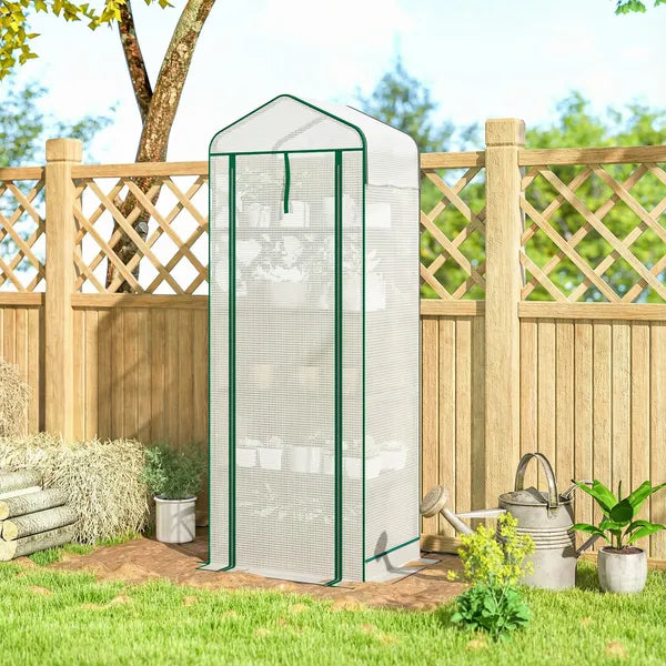 Outsunny Mini Greenhouse with Screen Roof, 5 Tier Portable Small Greenhouse with High Strength PE Cover, White - product image 9