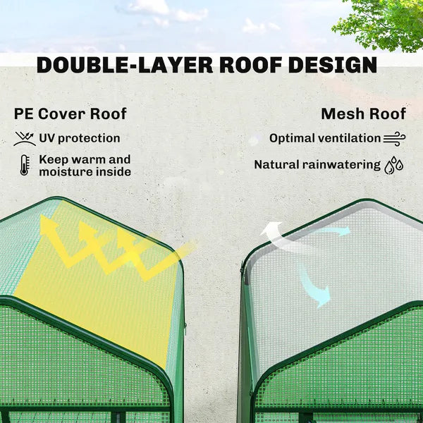 Outsunny Mini Greenhouse with Screen Roof, Portable Small Greenhouse with Roll-Up Zipper Door, 27.6 Inch x 19.7 Inch x 50 Inch, Green - product image 4