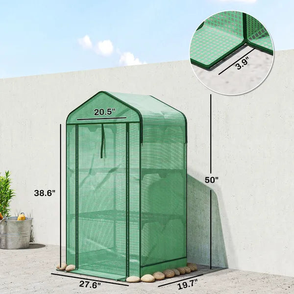 Outsunny Mini Greenhouse with Screen Roof, Portable Small Greenhouse with Roll-Up Zipper Door, 27.6 Inch x 19.7 Inch x 50 Inch, Green - product image 3