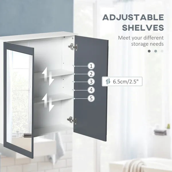 Mirrored Wall Organizer: White Wall-Mounted Bathroom Cabinet with Double Doors and Shelves - product image 6