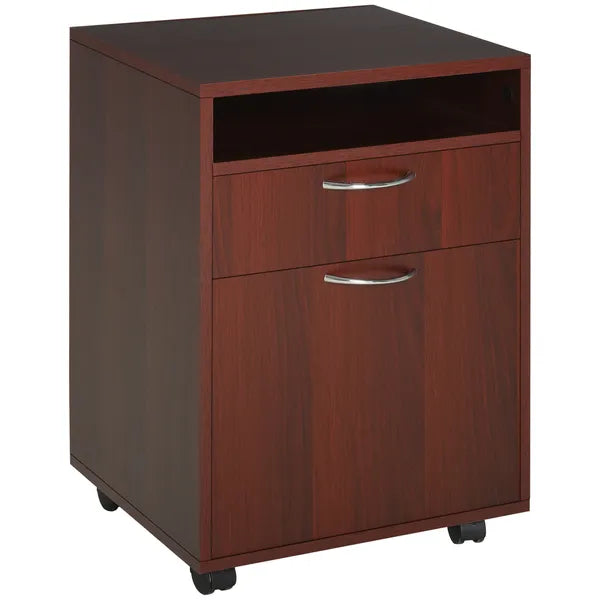 Mobile File Cabinet Organizer with Drawer Brown Printer Stand with Castors for Office - product image 1