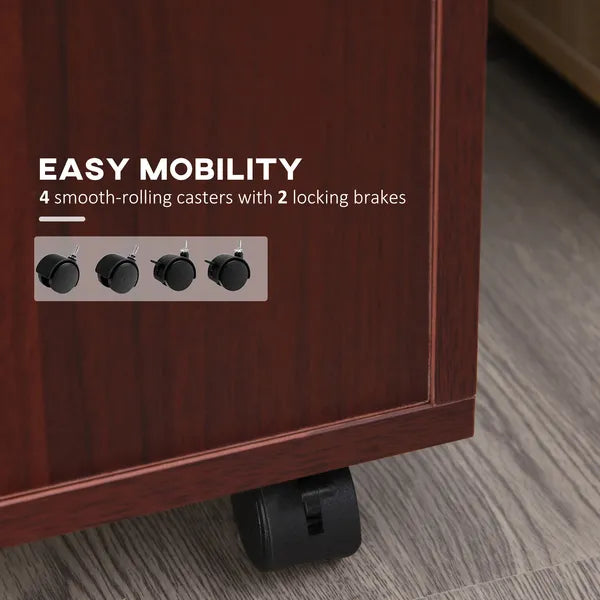 Mobile File Cabinet Organizer with Drawer Brown Printer Stand with Castors for Office - product image 6