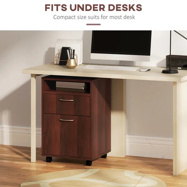 Mobile File Cabinet Organizer with Drawer Brown Printer Stand with Castors for Office - product image 5