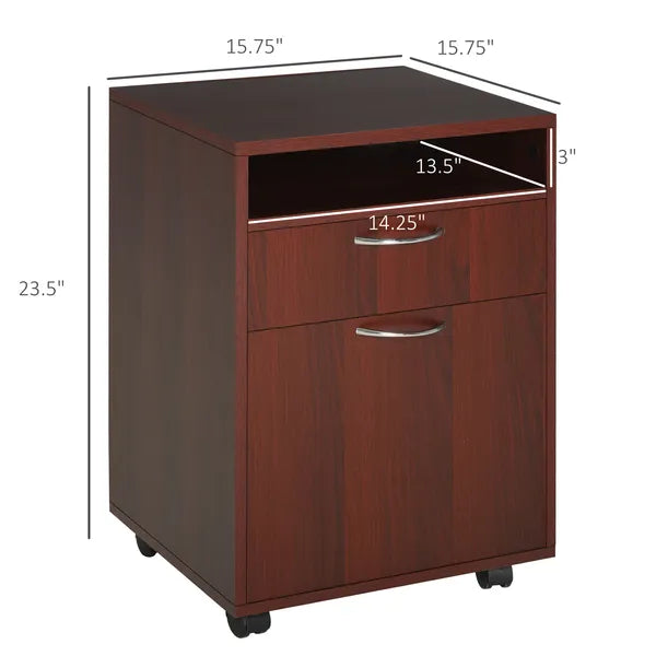 Mobile File Cabinet Organizer with Drawer Brown Printer Stand with Castors for Office - product image 3