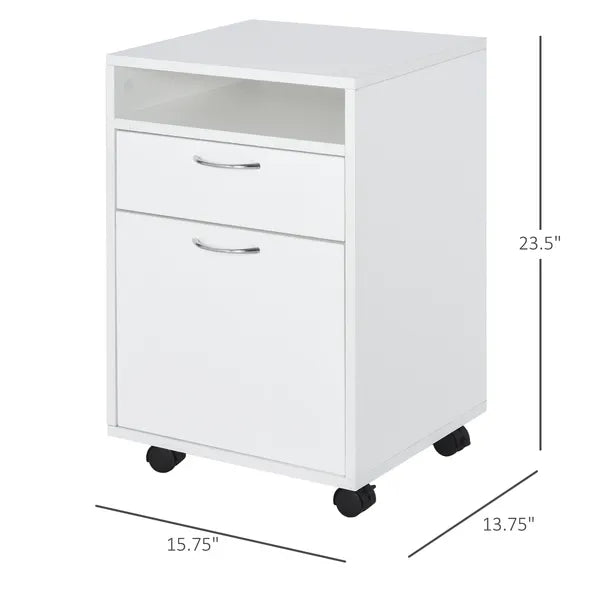 Mobile File Cabinet White File Storage Organizer with Drawer Printer Stand with Castors - product image 3