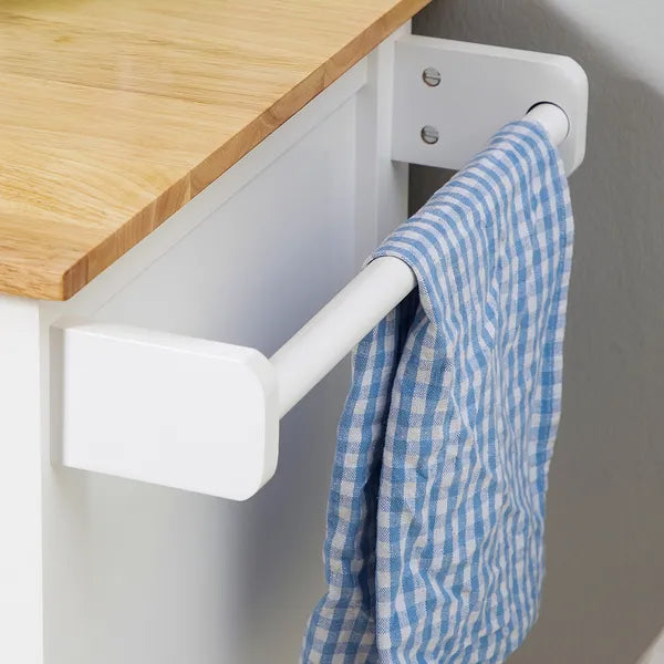HOMCOM Mobile Kitchen Trolley, White, Elegant Glass Panel Door, Metallic Grip, Towel Holder, Versatile Use - product image 8