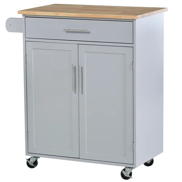 HOMCOM Mobile Kitchen Valet, Gray, Rolling Cart Island with Drawer, Cabinet and Towel Rack - product image 11