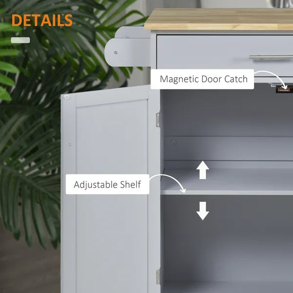 HOMCOM Mobile Kitchen Valet, Gray, Rolling Cart Island with Drawer, Cabinet and Towel Rack - product image 7