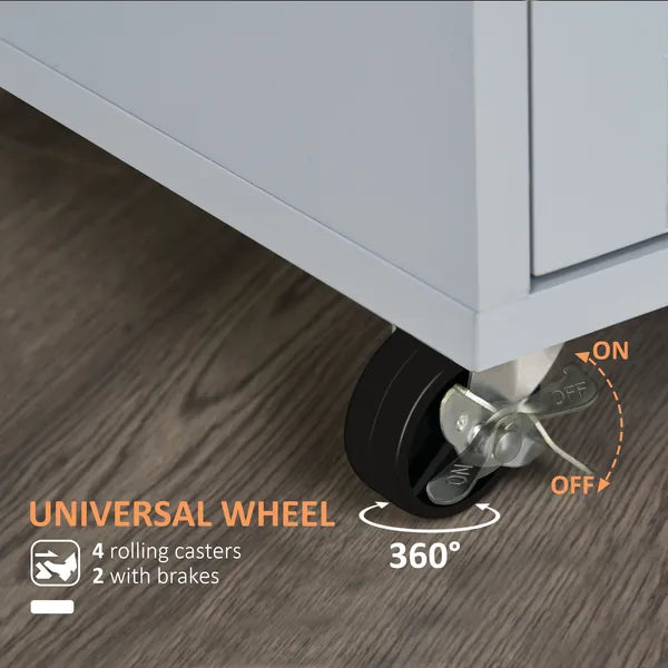 HOMCOM Mobile Kitchen Valet, Gray, Rolling Cart Island with Drawer, Cabinet and Towel Rack - product image 5
