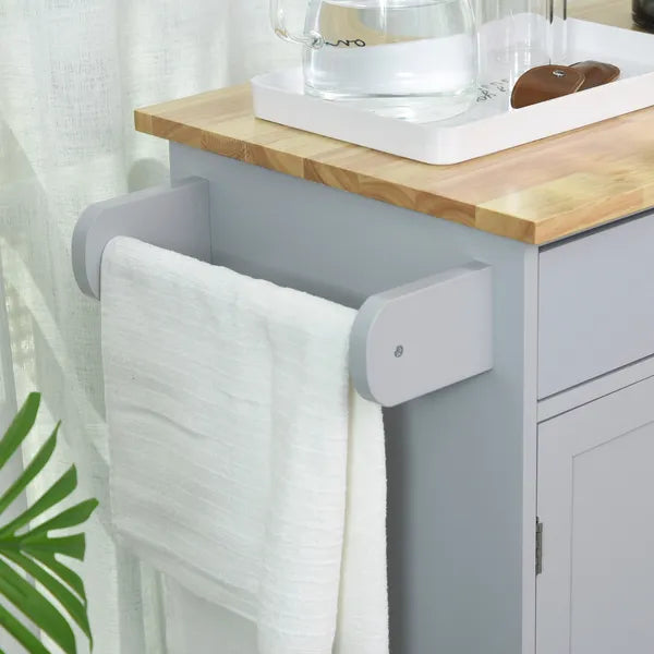 HOMCOM Mobile Kitchen Valet, Gray, Rolling Cart Island with Drawer, Cabinet and Towel Rack - product image 8