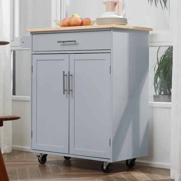 HOMCOM Mobile Kitchen Valet, Gray, Rolling Cart Island with Drawer, Cabinet and Towel Rack - product image 10