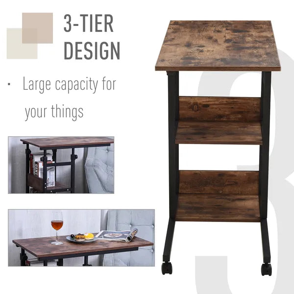 Mobile Nightstand: Adjustable 3-Tier C-Shaped Side Table with Casters - product image 5