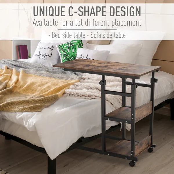 Mobile Nightstand: Adjustable 3-Tier C-Shaped Side Table with Casters - product image 4