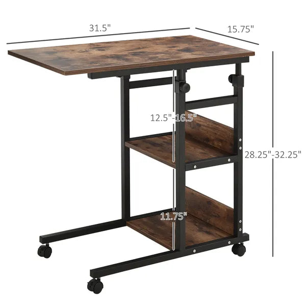 Mobile Nightstand: Adjustable 3-Tier C-Shaped Side Table with Casters - product image 3