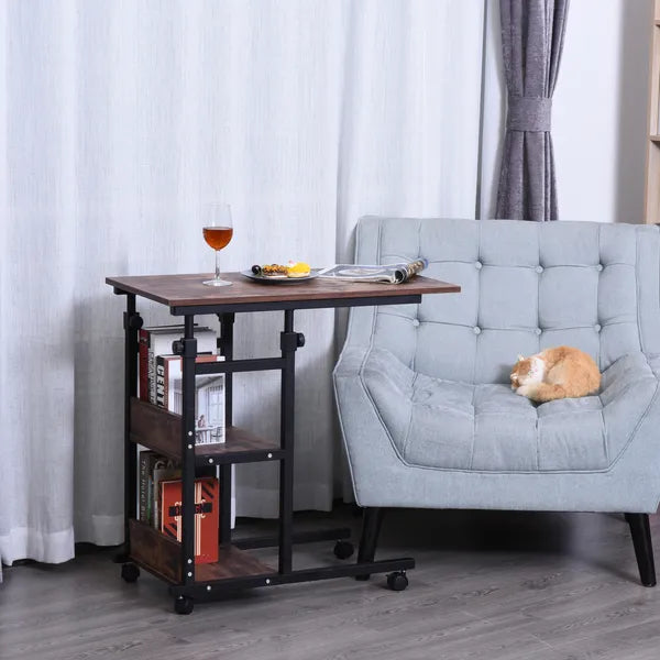 Mobile Nightstand: Adjustable 3-Tier C-Shaped Side Table with Casters - product image 2