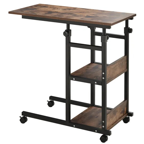 Mobile Nightstand: Adjustable 3-Tier C-Shaped Side Table with Casters - product image 1