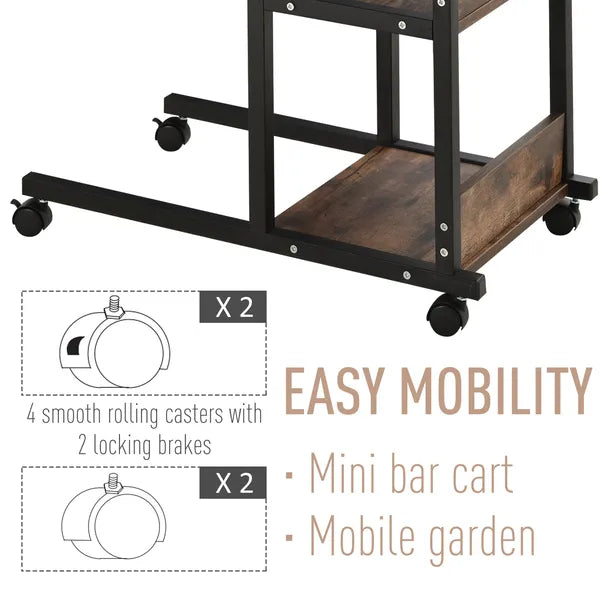 Mobile Nightstand: Adjustable 3-Tier C-Shaped Side Table with Casters - product image 7