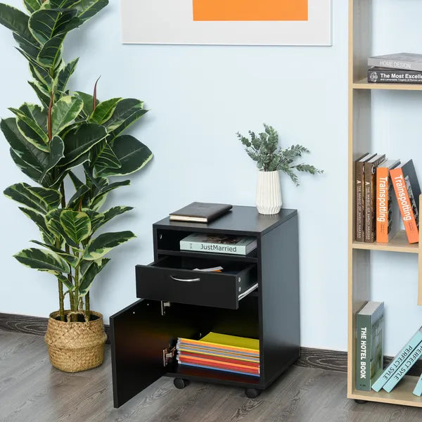 Mobile Storage Cabinet Organizer with Drawer Black Printer Stand with Castors for Office - product image 10