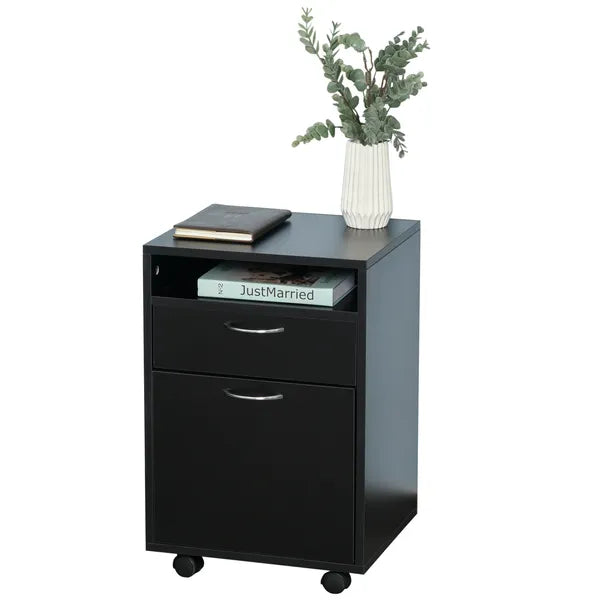 Mobile Storage Cabinet Organizer with Drawer Black Printer Stand with Castors for Office - product image 11