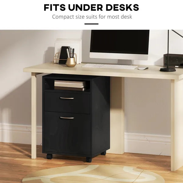 Mobile Storage Cabinet Organizer with Drawer Black Printer Stand with Castors for Office - product image 5