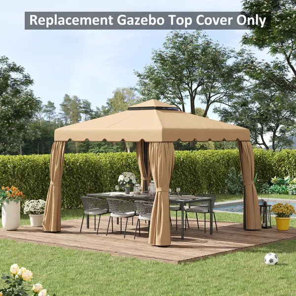 Outsunny Model 84C-051 or 84C-269 10' x 10' Gazebo Replacement Canopy, Khaki - product image 7
