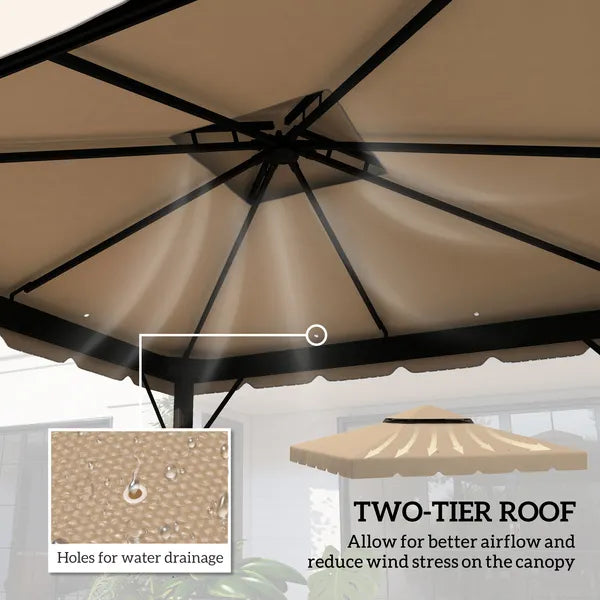 Outsunny Model 84C-051 or 84C-269 10' x 10' Gazebo Replacement Canopy, Khaki - product image 4