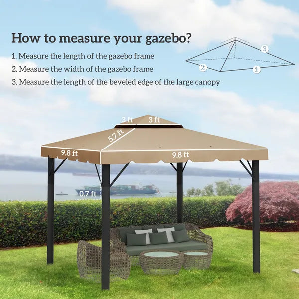 Outsunny Model 84C-051 or 84C-269 10' x 10' Gazebo Replacement Canopy, Khaki - product image 3