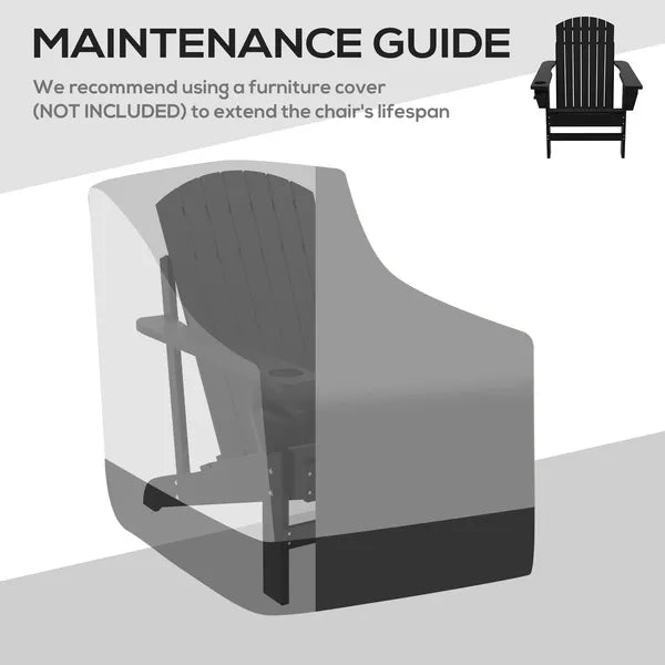 Modern Adirondack Chair with Cupholder Supports 330 lbs for Patio Garden Lawn Black - product image 9