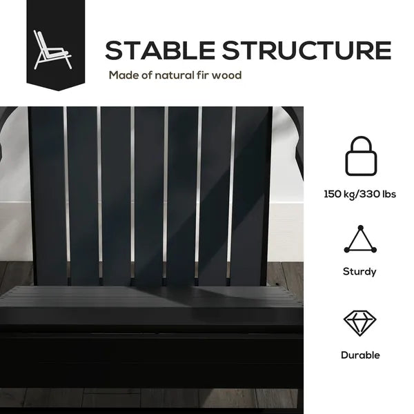 Modern Adirondack Chair with Cupholder Supports 330 lbs for Patio Garden Lawn Black - product image 6