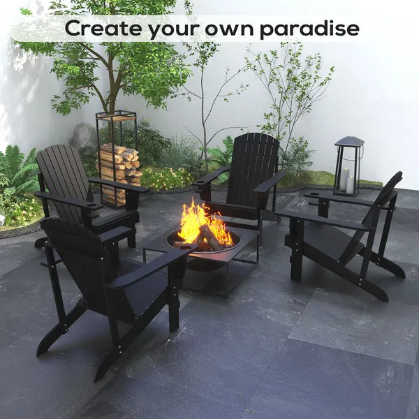 Modern Adirondack Chair with Cupholder Supports 330 lbs for Patio Garden Lawn Black - product image 8