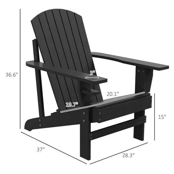 Modern Adirondack Chair with Cupholder Supports 330 lbs for Patio Garden Lawn Black - product image 3