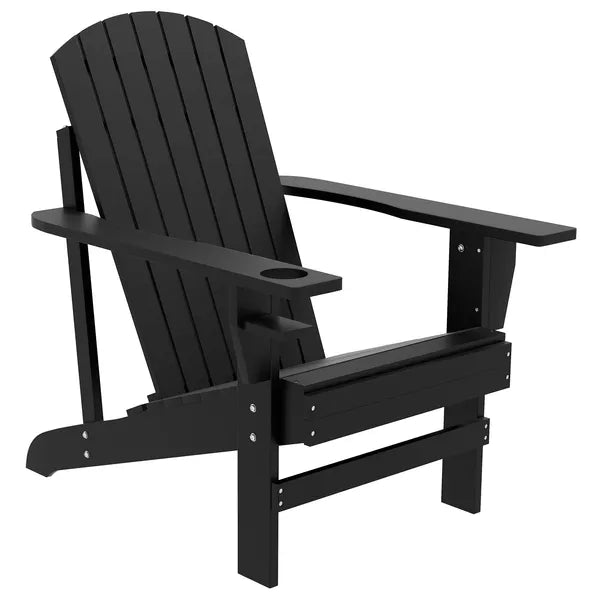 Modern Adirondack Chair with Cupholder Supports 330 lbs for Patio Garden Lawn Black - product image 11