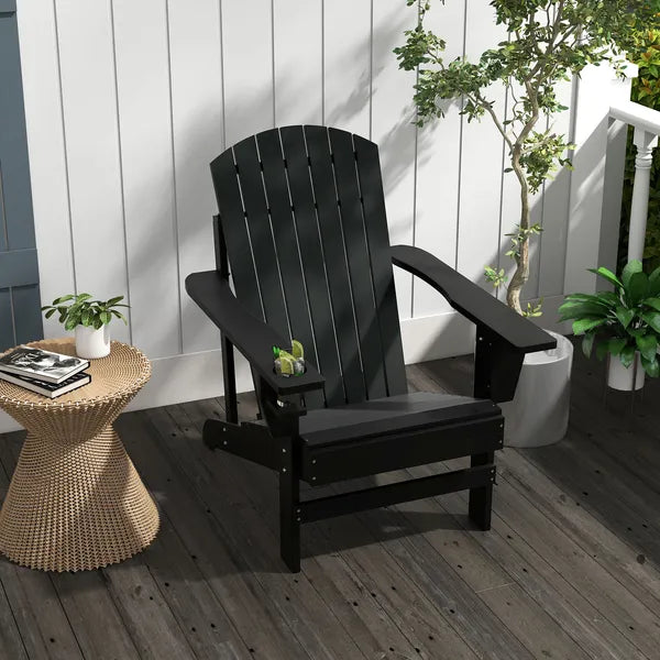 Modern Adirondack Chair with Cupholder Supports 330 lbs for Patio Garden Lawn Black - product image 10