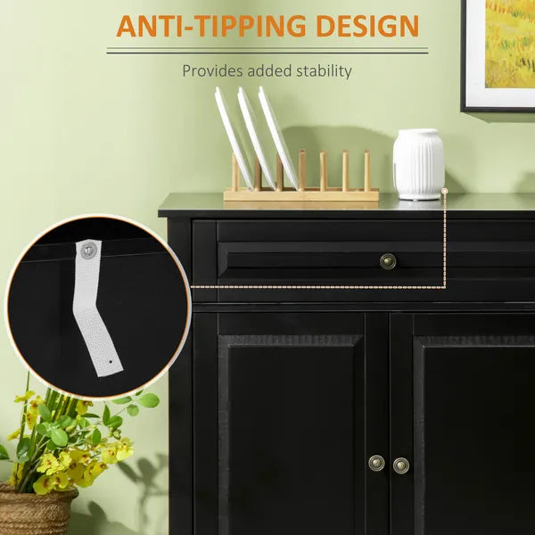 Modern Black Sideboard Buffet with Cupboards Drawers Shelves for Living Room Kitchen Storage - product image 6