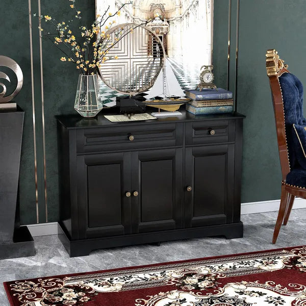 Modern Black Sideboard Buffet with Cupboards Drawers Shelves for Living Room Kitchen Storage - product image 10