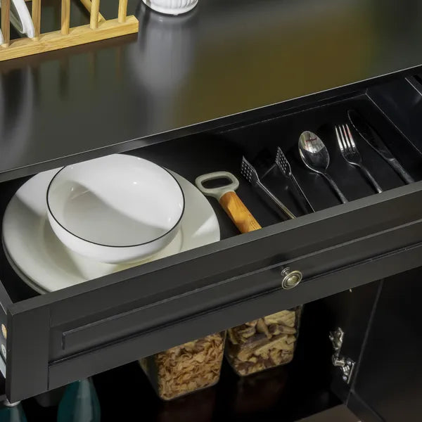Modern Black Sideboard Buffet with Cupboards Drawers Shelves for Living Room Kitchen Storage - product image 9
