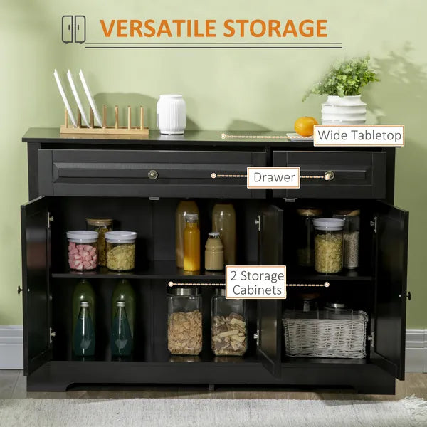 Modern Black Sideboard Buffet with Cupboards Drawers Shelves for Living Room Kitchen Storage - product image 4